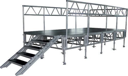 escenario modular ALU PRO con barandas y escalera