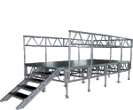 Escenario Alu Pro - montado con escalera y barandas perimetrales